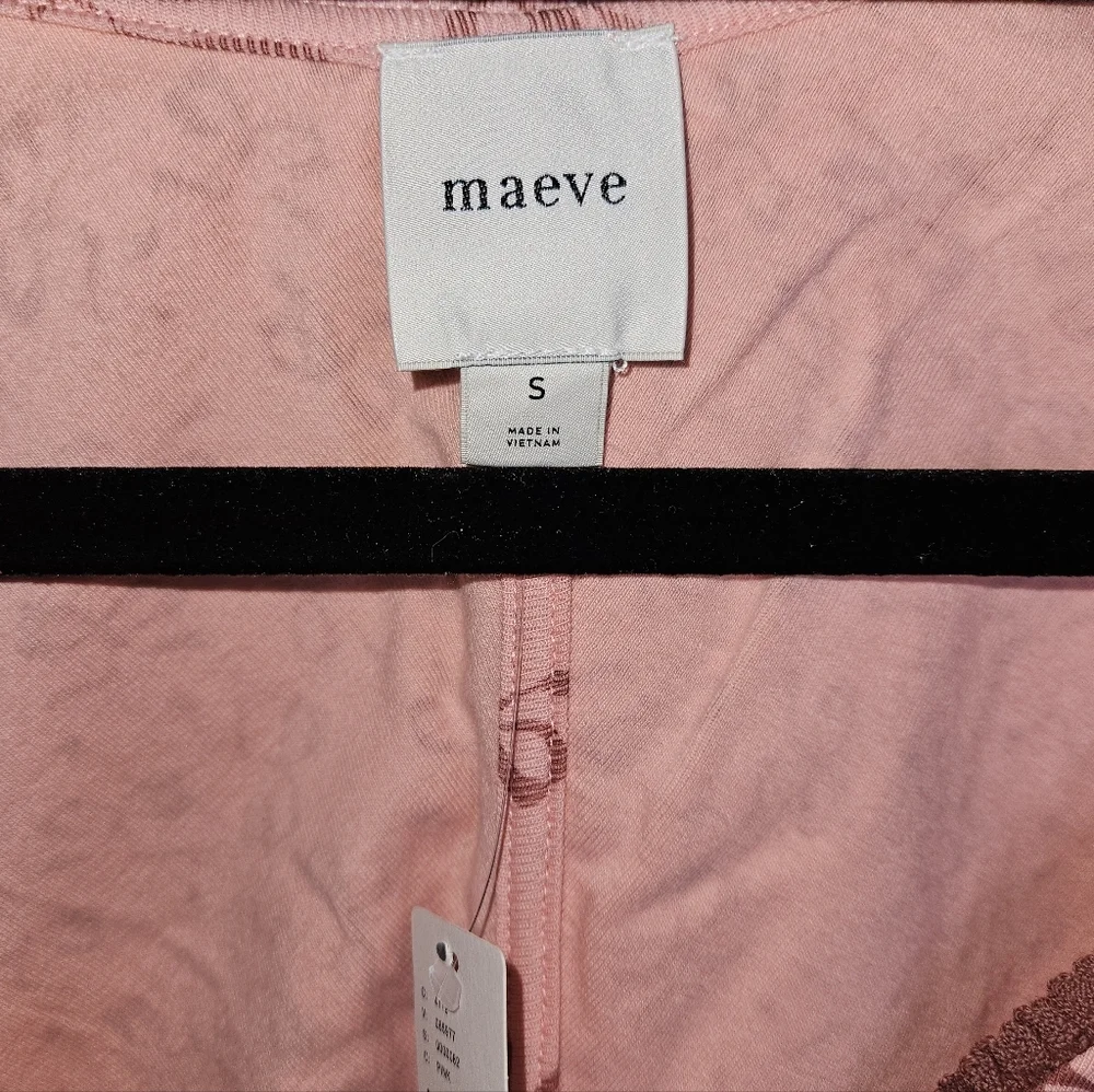 Maeve Lace Bow Print V-Neck Top, Size S, NWT - Picture 5 of 8